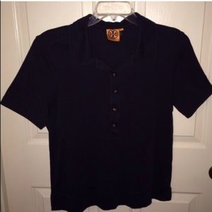 Tory Burch Short Sleeve Polo. Navy. XL.